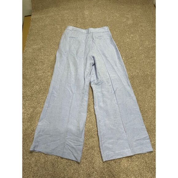 Loft wide leg trouser womens size 14 high rise blue linen blend pants nwt - Picture 2 of 12